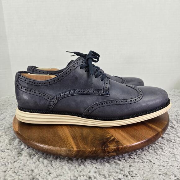 Cole Haan Mens 10.5M Grand Os Navy Leather Wingtip Brogue Casual Oxford Sneaker main image 11